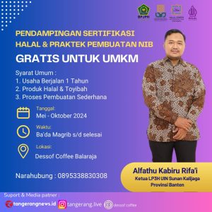 LP3H UIN Sunan Kalijaga Provinsi Banten Melaksanakan Pendampingan Sertifikasi Halal Gratis Untuk UMKM !