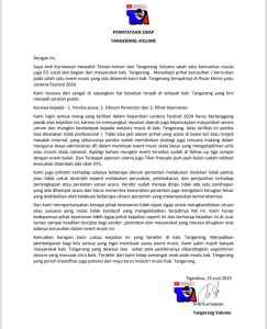 Pernyataan Sikap Tangerang Volume Atas Konser Lentera Festival 2024